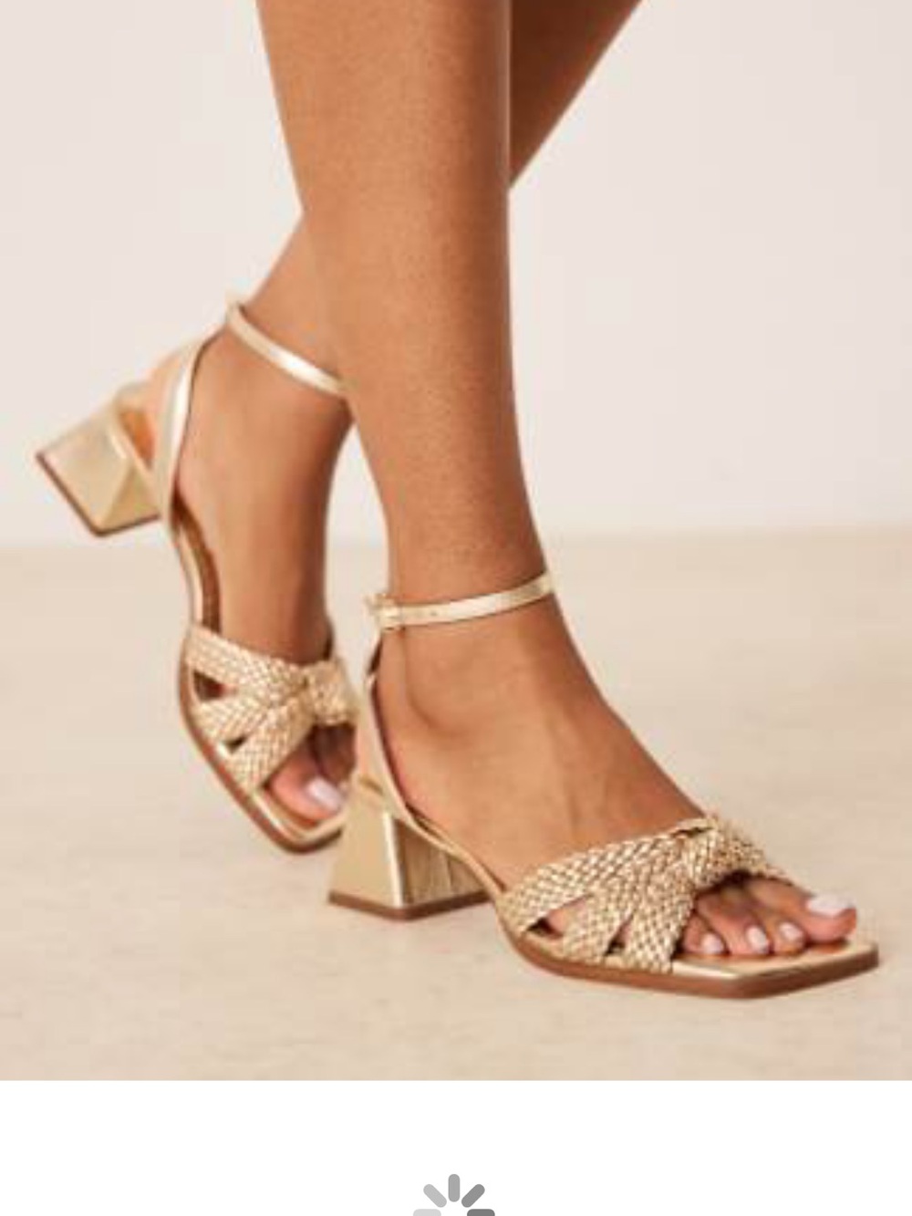 ASOS Metallic Gold Braided Ankle-Strap Block Heels